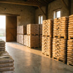 Stockage de palettes de granulés de bois pour l'hiver - Gard'Bois