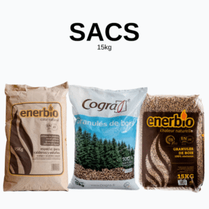 Granules-de-bois-en-sacs Granulés de bois ENERBIO - 1 Palette de 77 sacs en papier - 6.50€ le sac recyclé